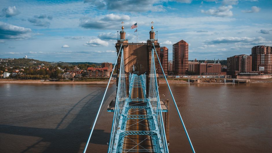 Portsmouth Ohio downtown aerial view