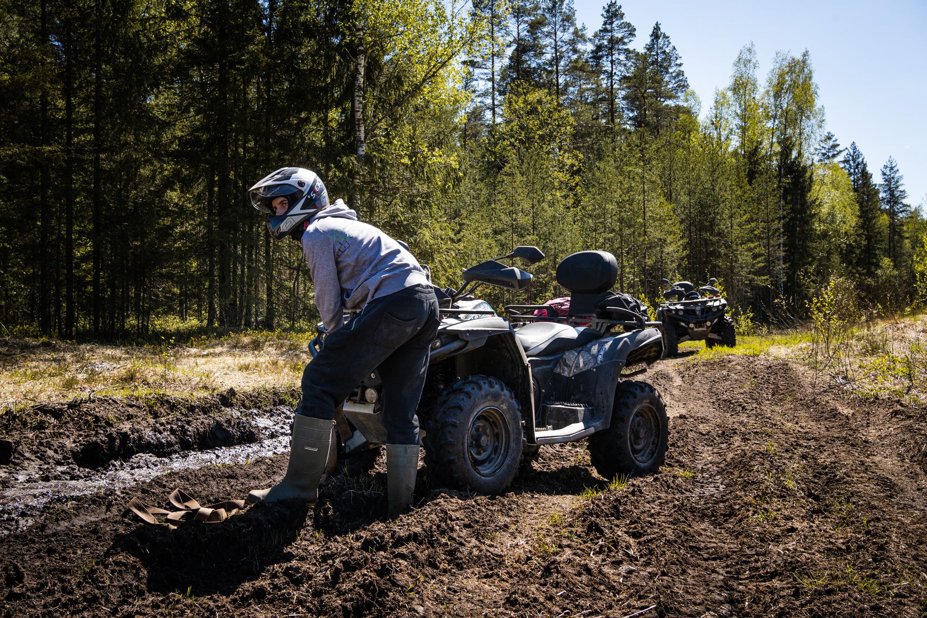 ATV riding on Ohio trail through mud