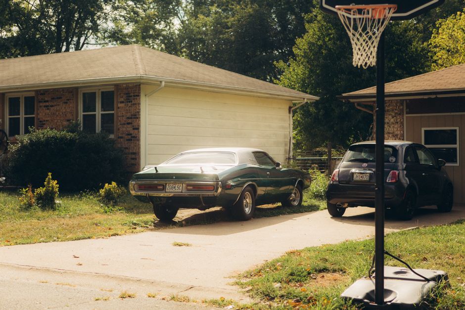 Family car parked in Ohio suburb