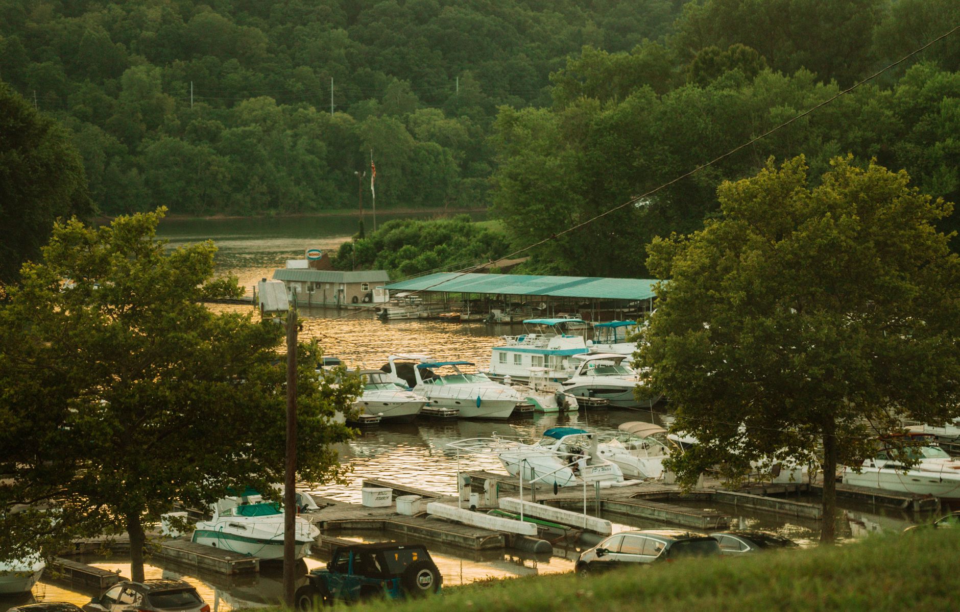 Boat at marina dock in Ohio