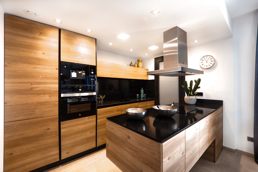 Modern condo kitchen with appliances