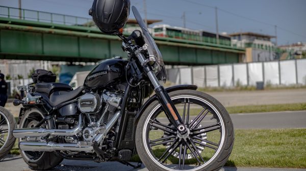 harley davidson parked road