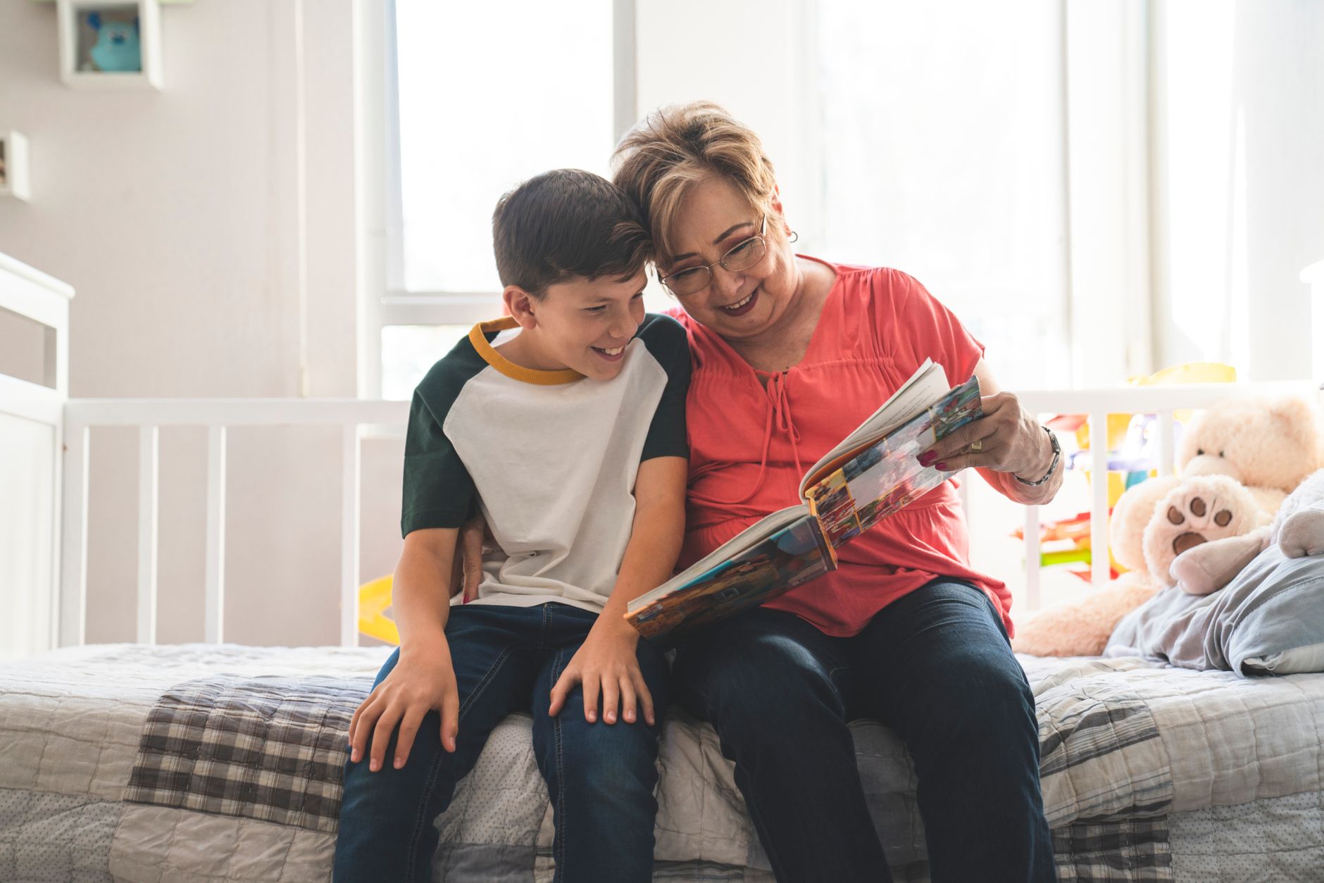 grandmother grandchild reading book