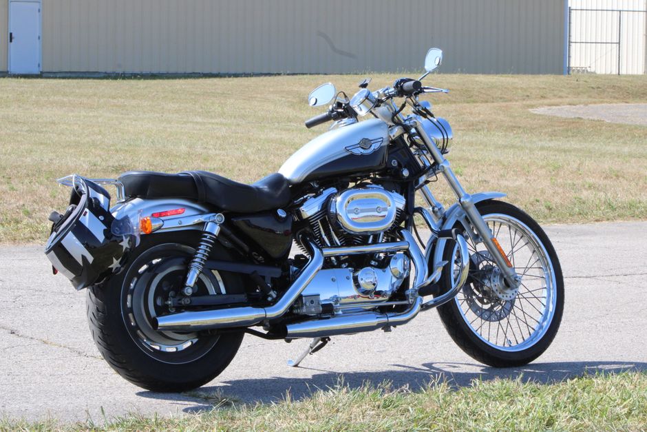 Harley Davidson cruiser on Ohio road