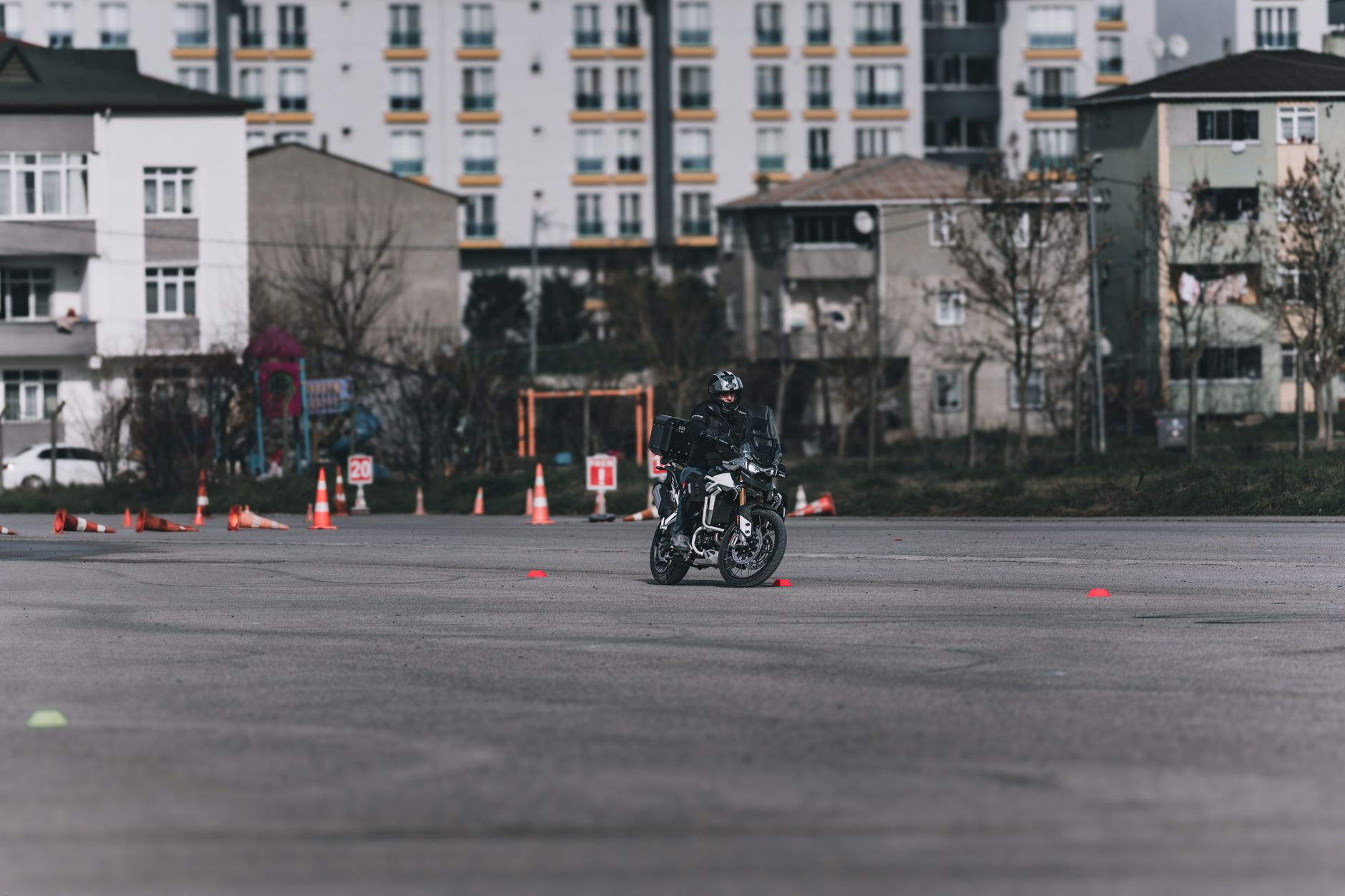 Ohio motorcycle safety training course in progress