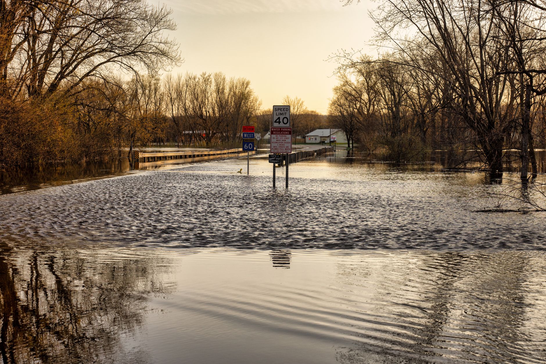 River flood high water at Ohio community