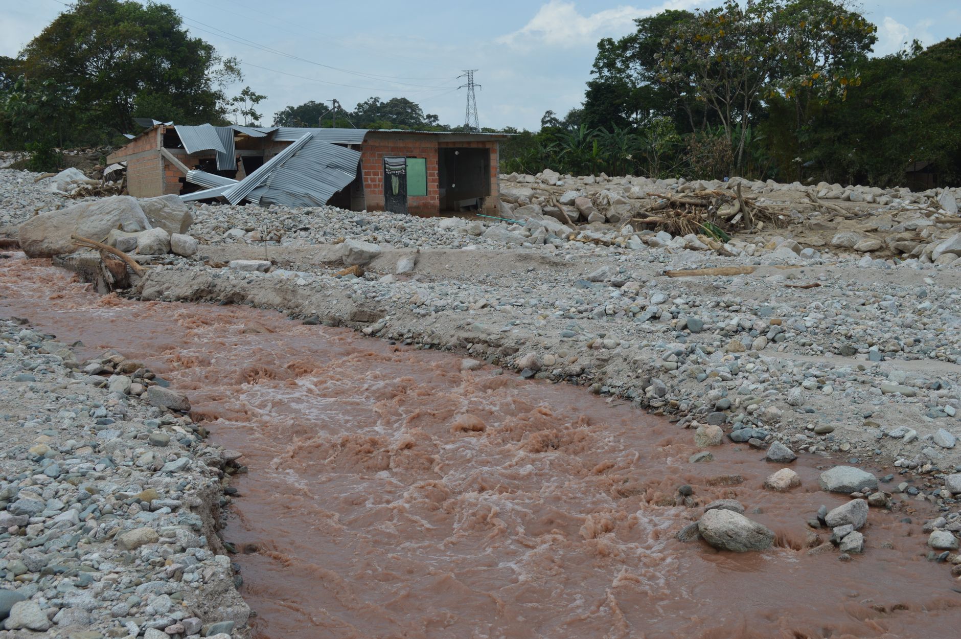 Flood damage aftermath along Ohio river community