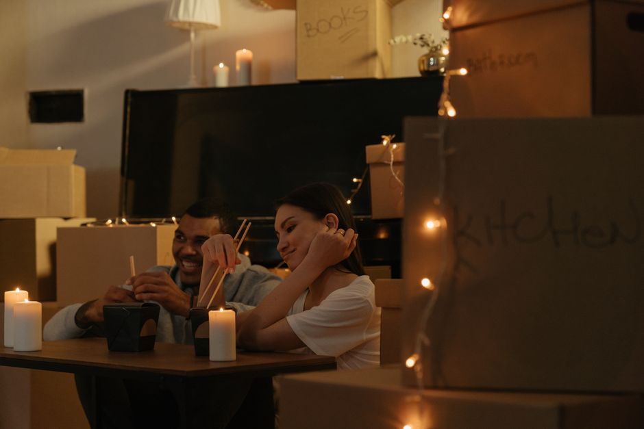 Young couple in new Ohio apartment