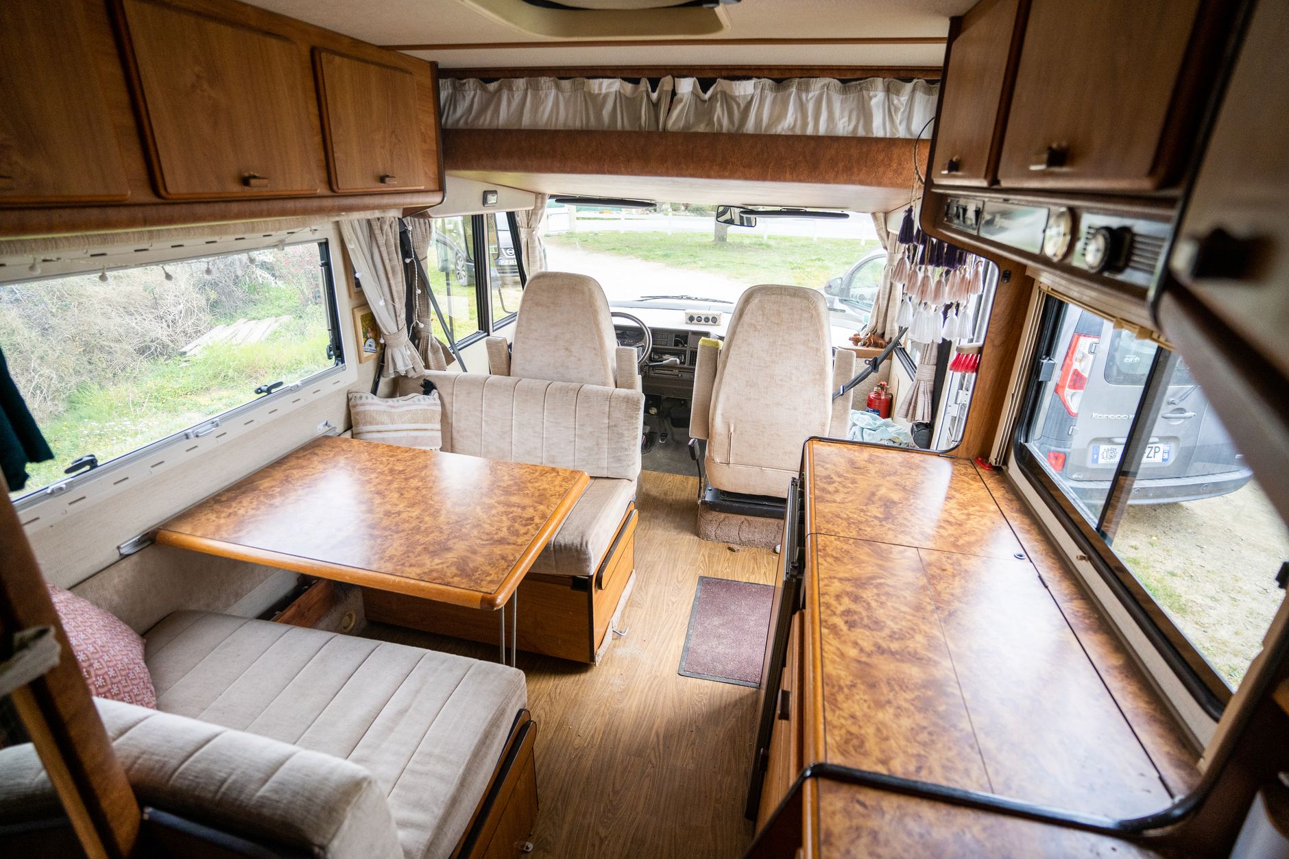 RV interior living space and amenities