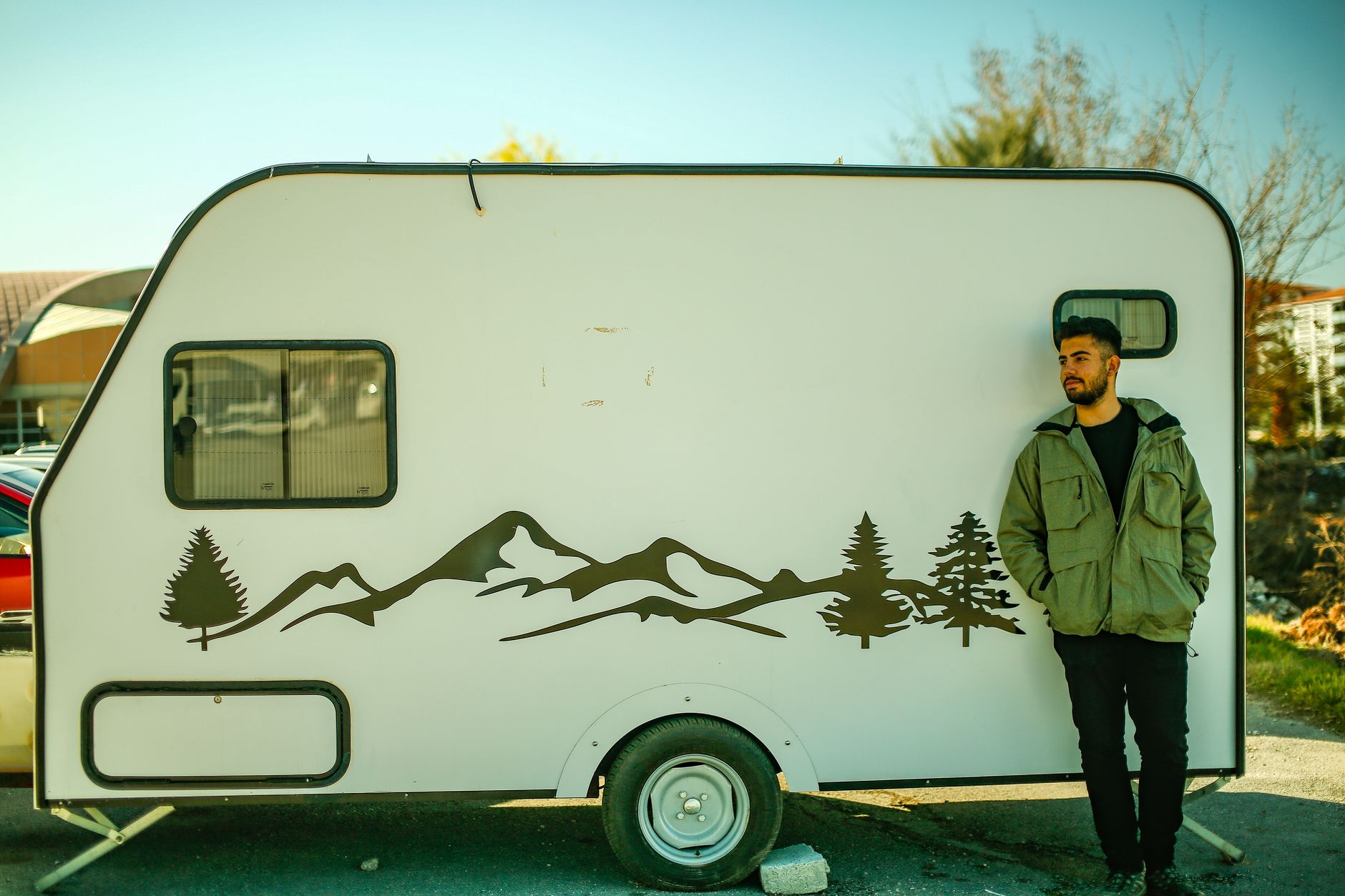 camper trailer campground trees