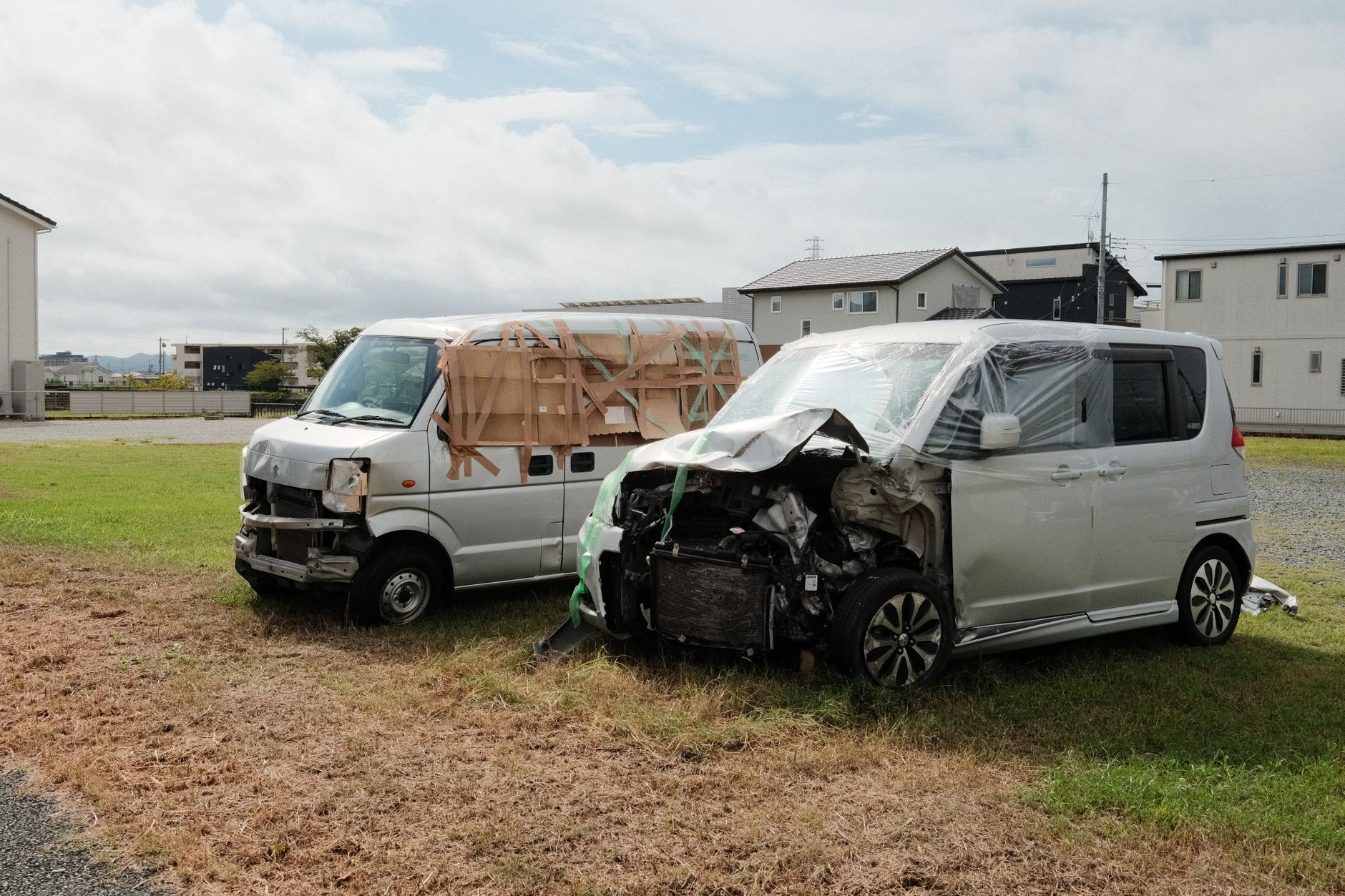 Car accident damage scene on Ohio road