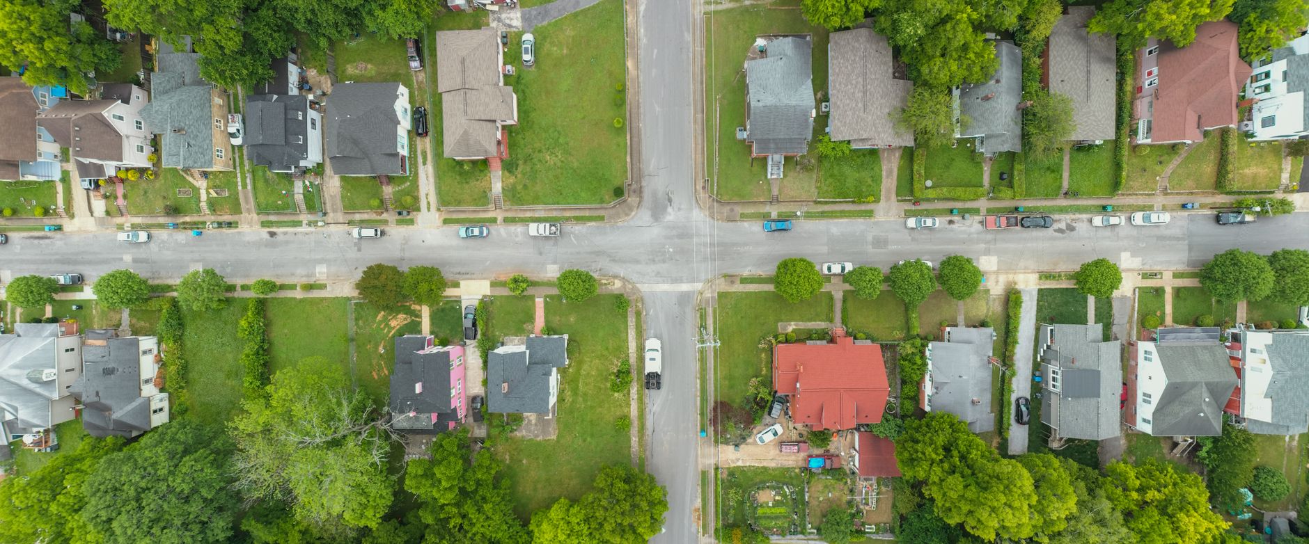 Houses along a quiet residential street