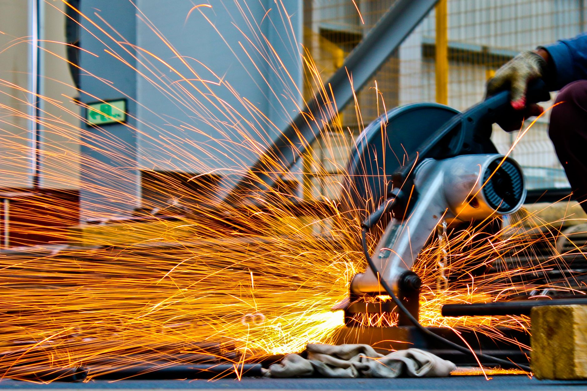 Best angle grinder: sparks flying from a grinder cutting metal