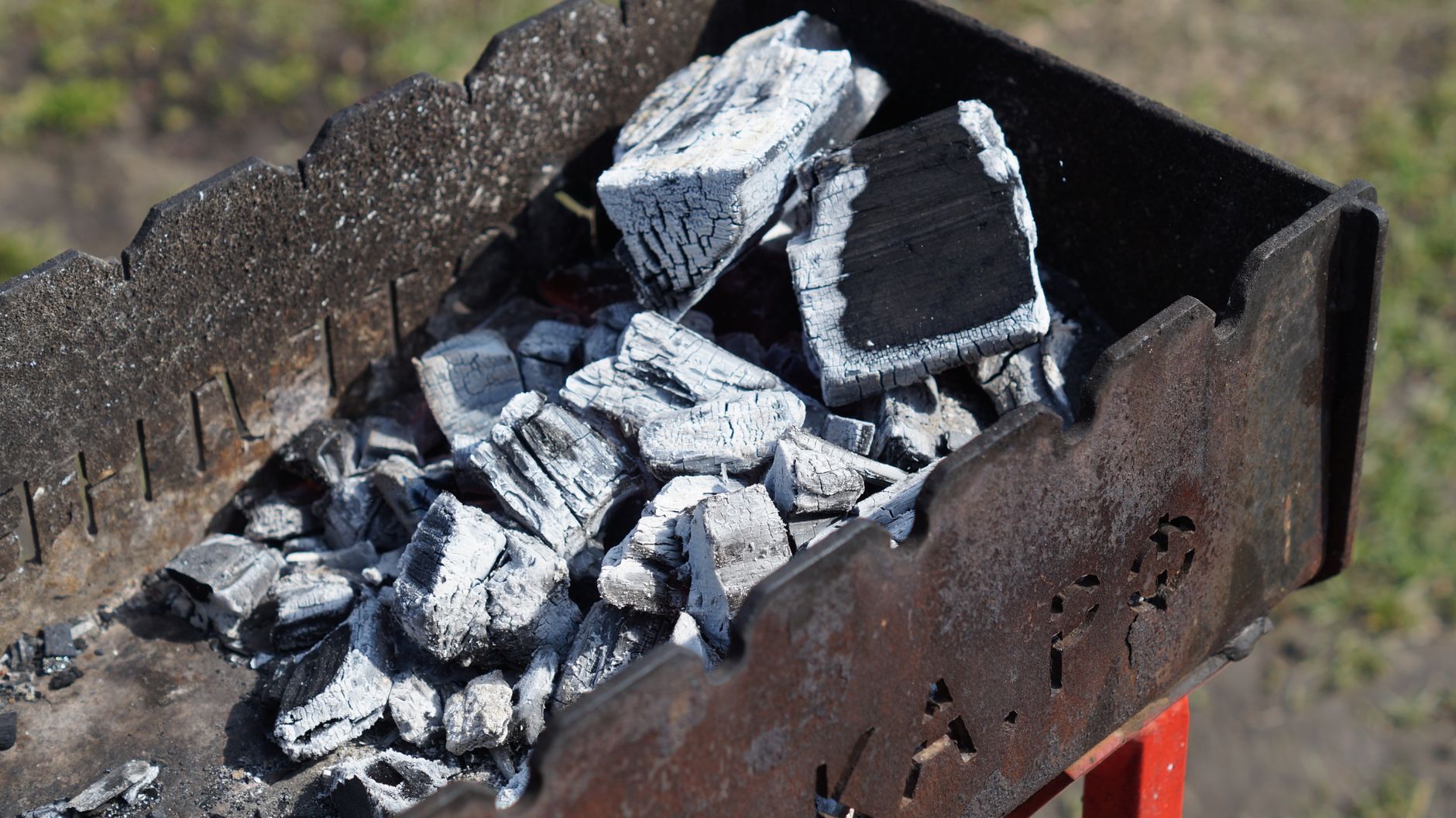 Charcoal and ash in a grill