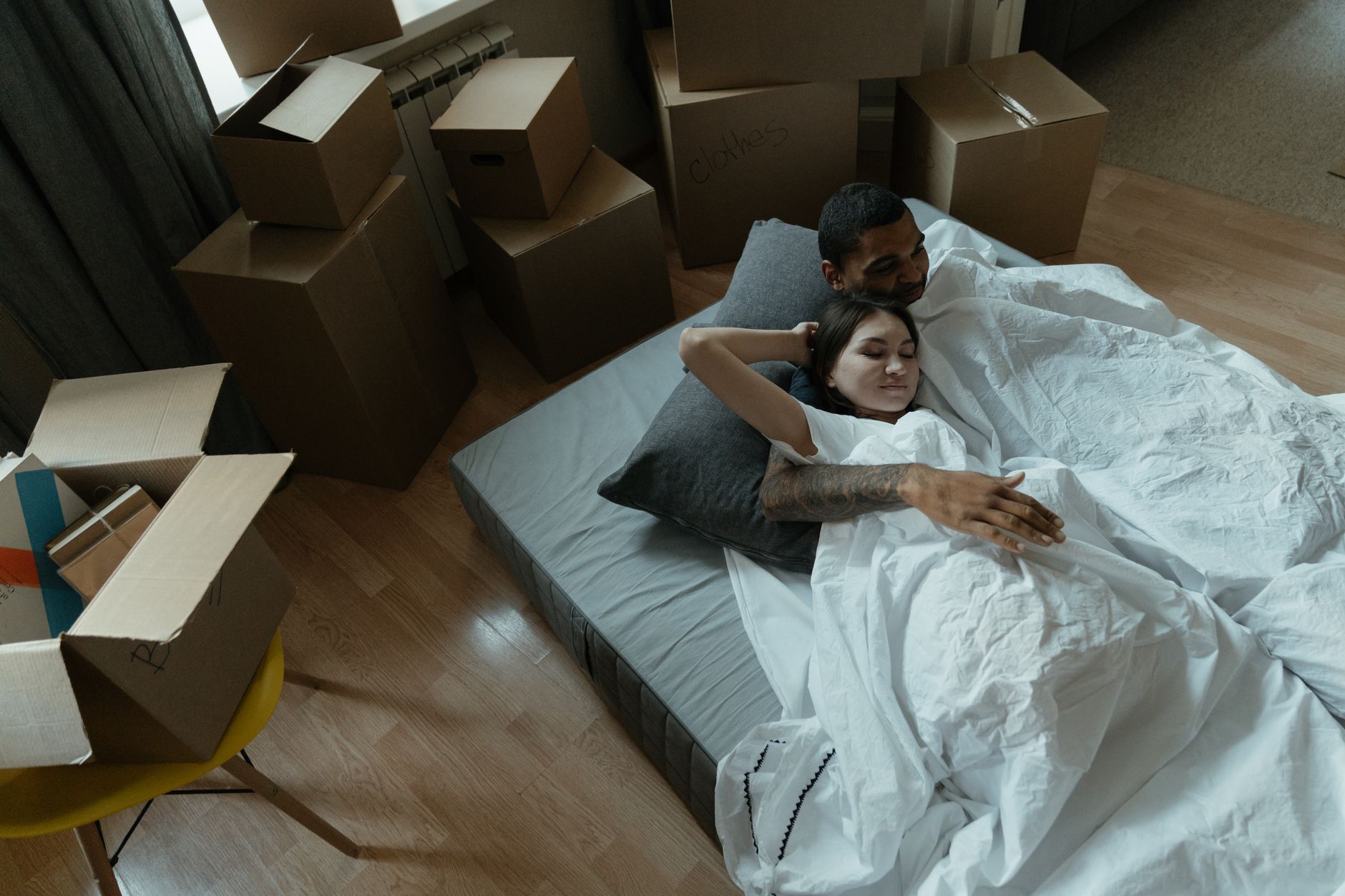 Storage boxes under a bed