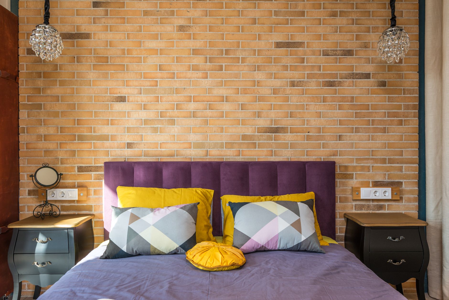 Pillows against a headboard