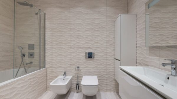 Best bidet attachment: a clean, modern bathroom with a toilet