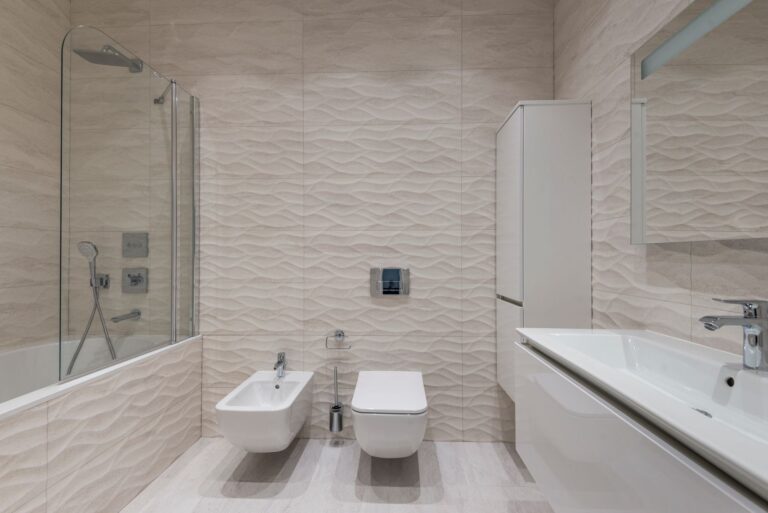 Best bidet attachment: a clean, modern bathroom with a toilet