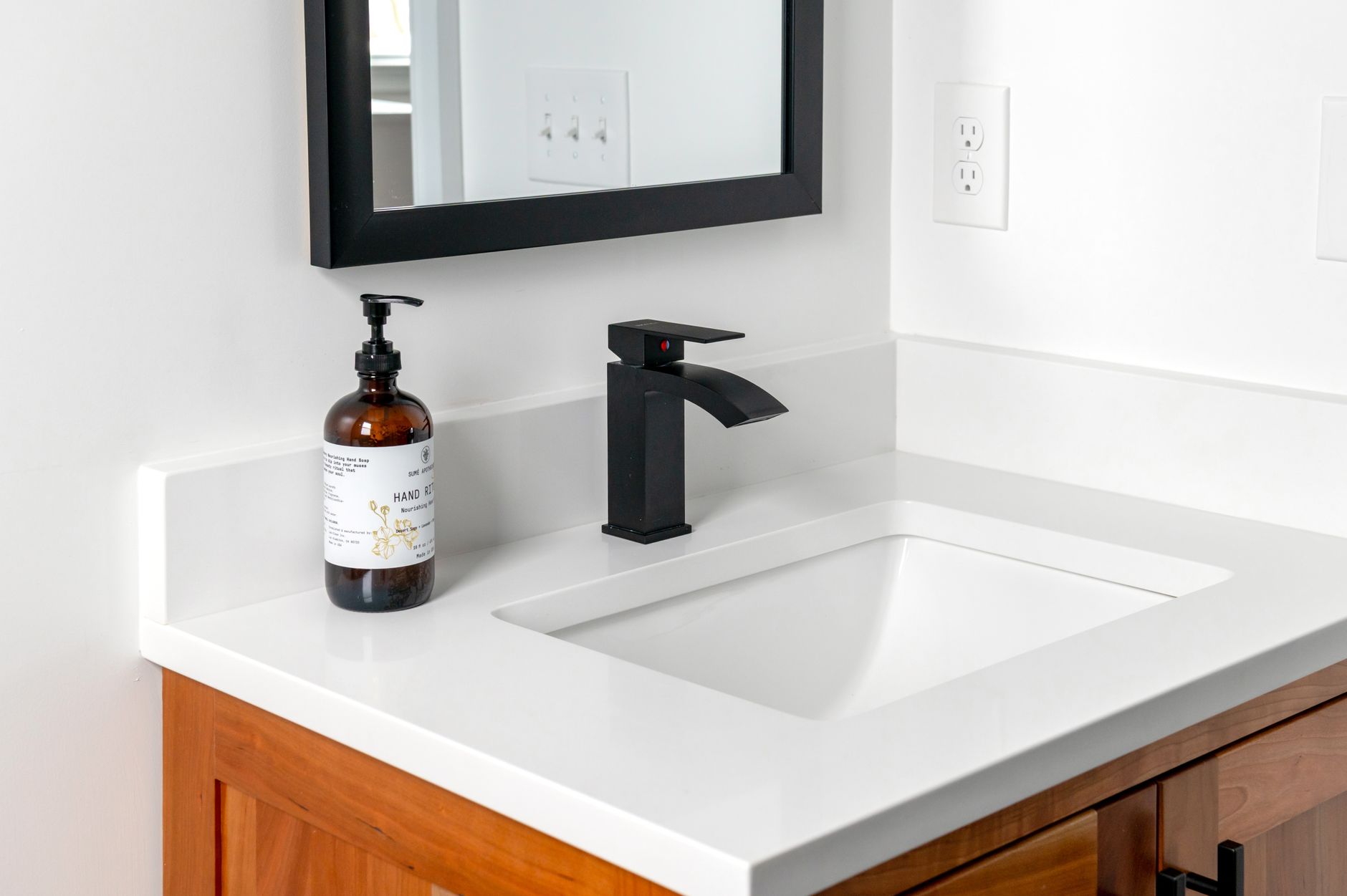 A faucet over a bathroom sink