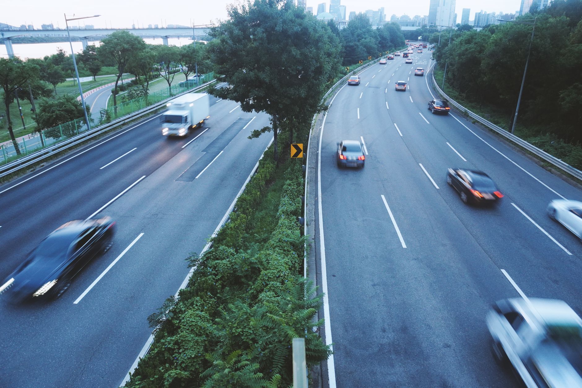 Traffic on a multi-lane highway