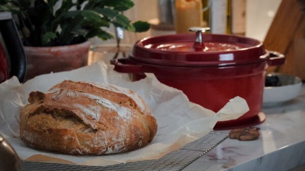Best bread box guide: a loaf of bread on a kitchen counter