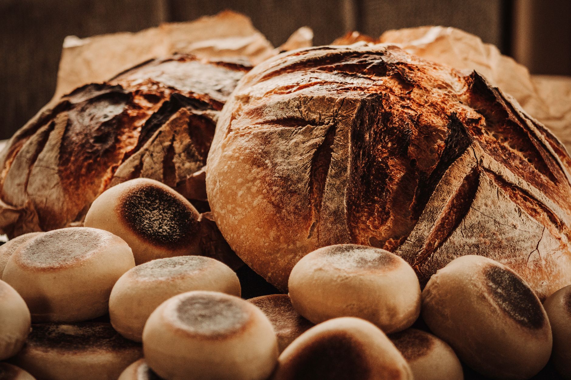 A loaf of homemade sourdough bread