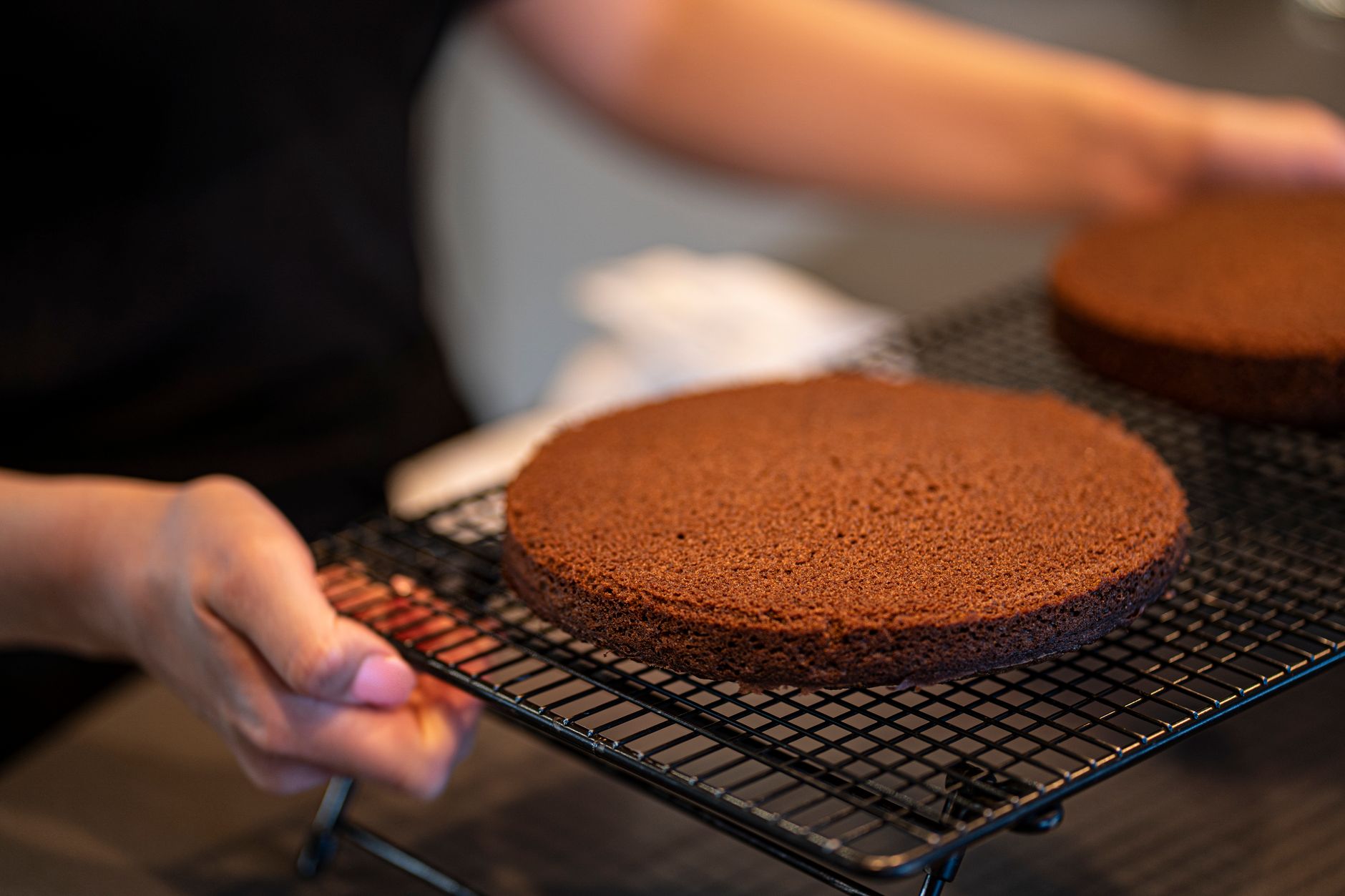 Best cake pan: a homemade layer cake in a kitchen