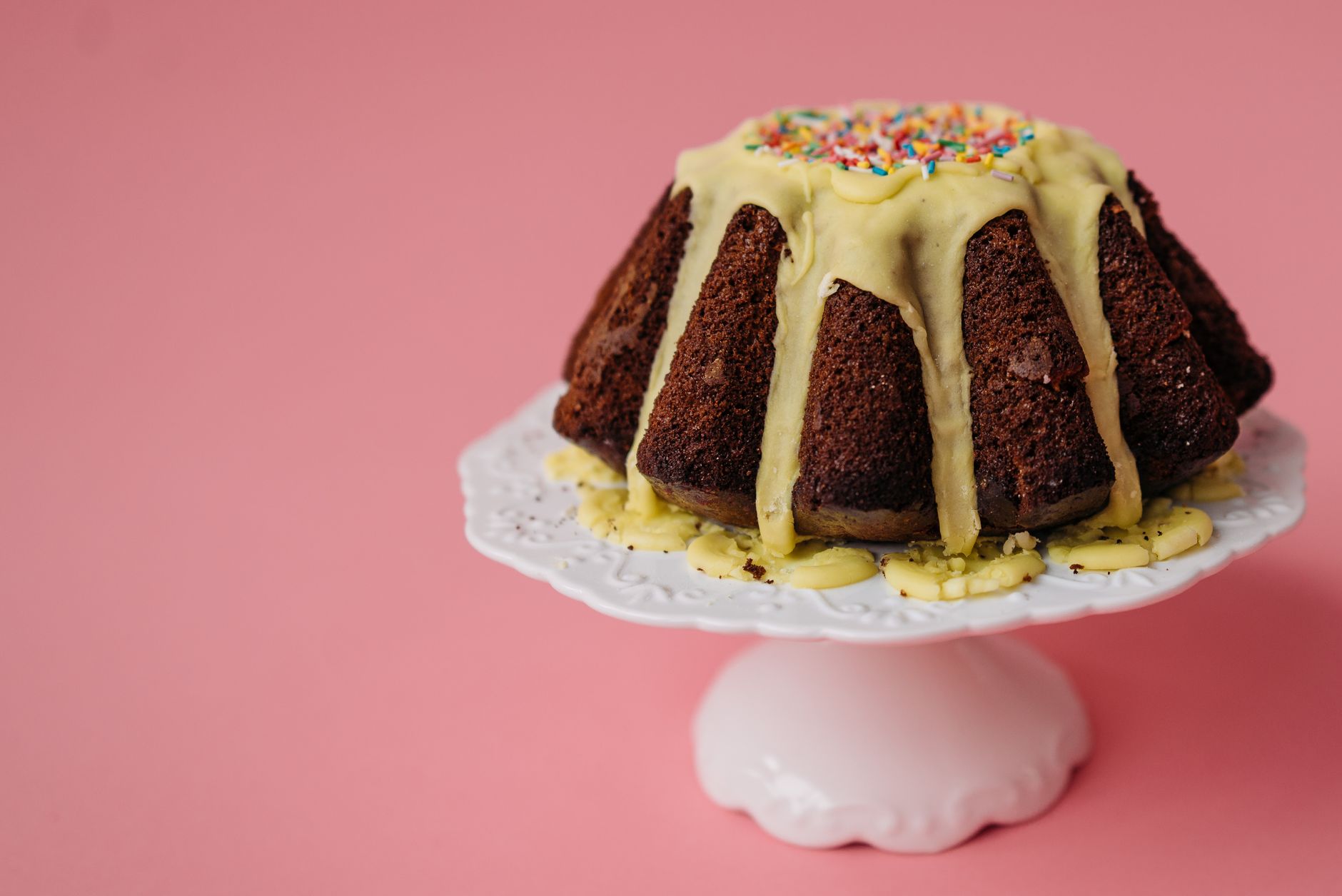 A ring-shaped cake on a serving plate