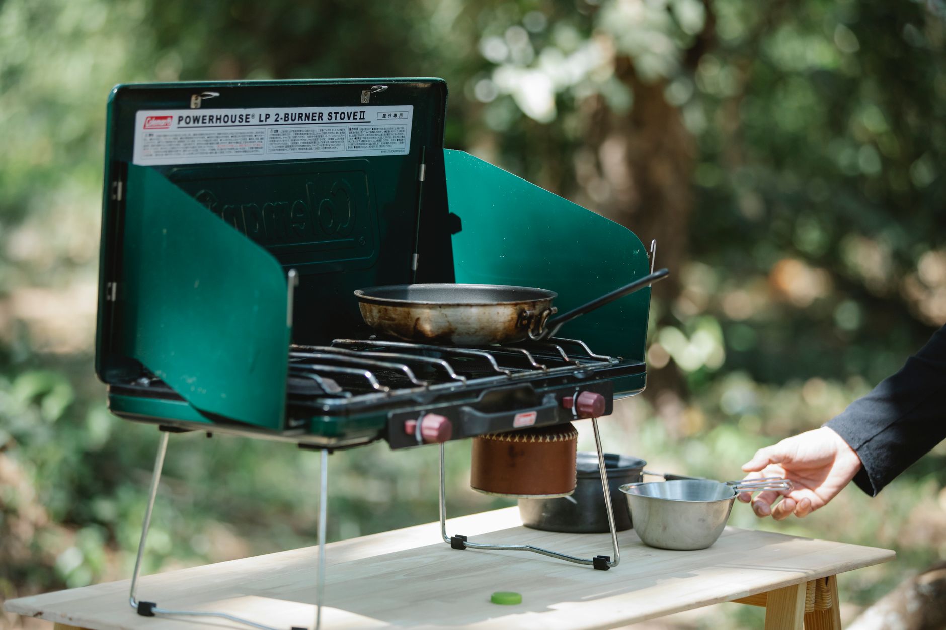 Best camping stove: a two-burner propane stove at camp