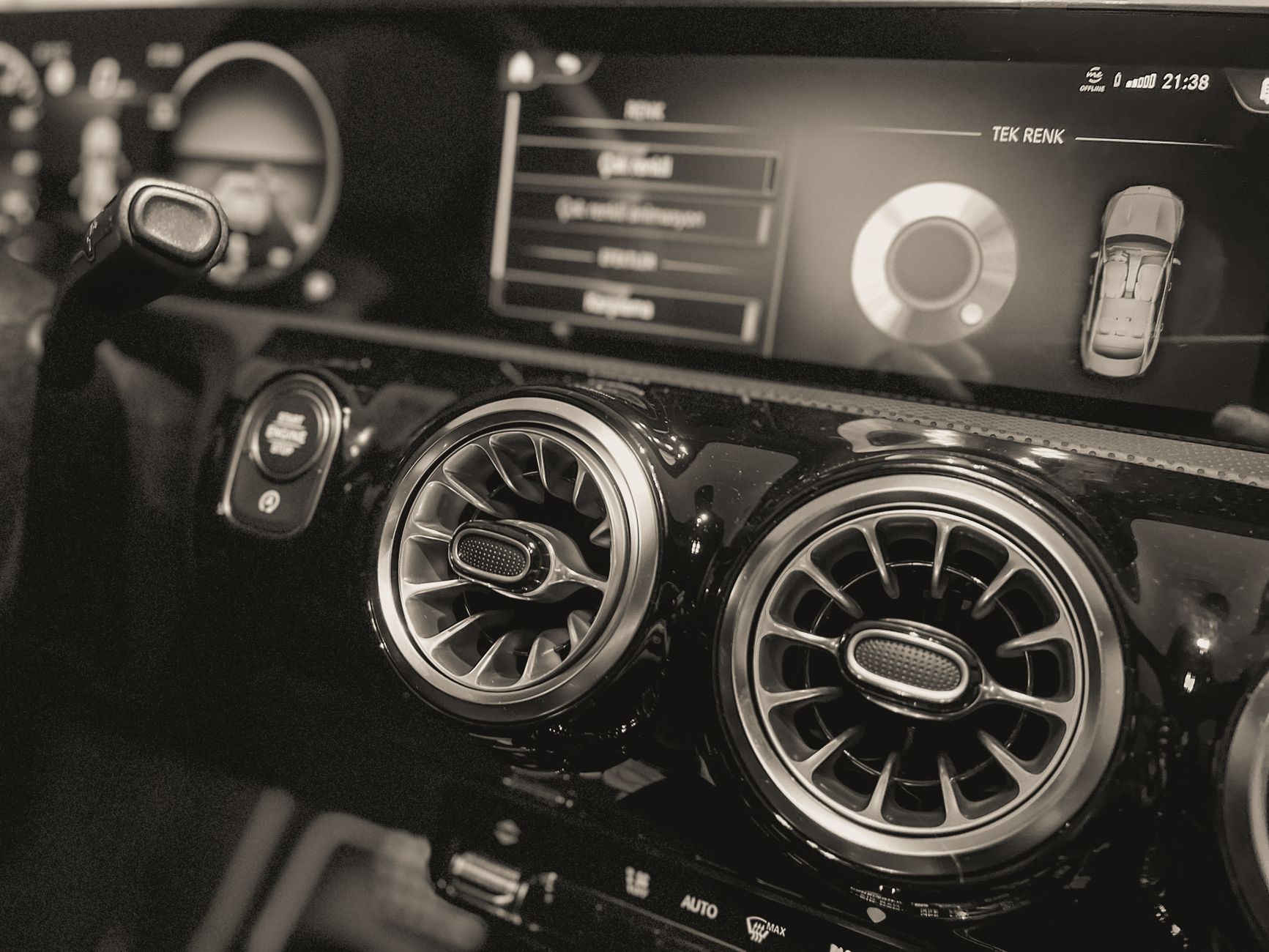 Air vents on a car dashboard