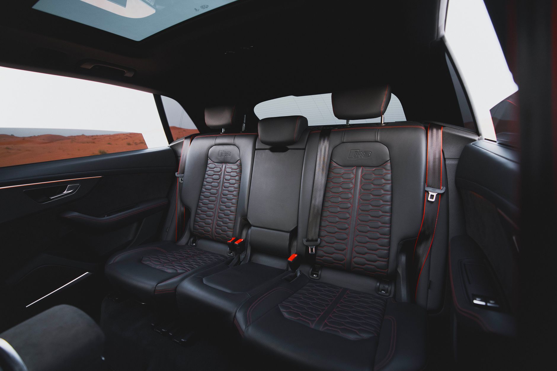 The back seat of a car