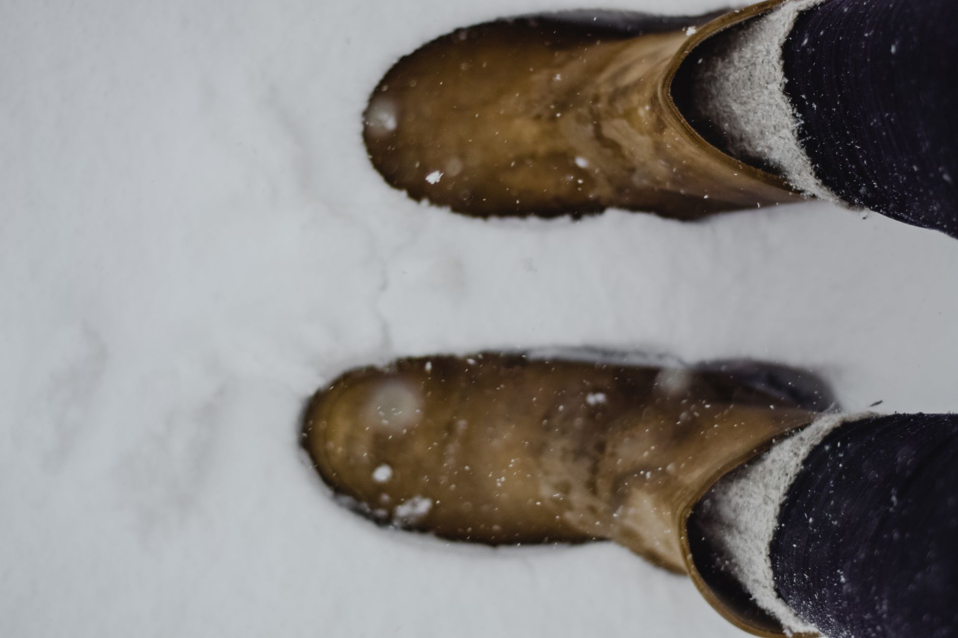 Boots standing in fresh snow