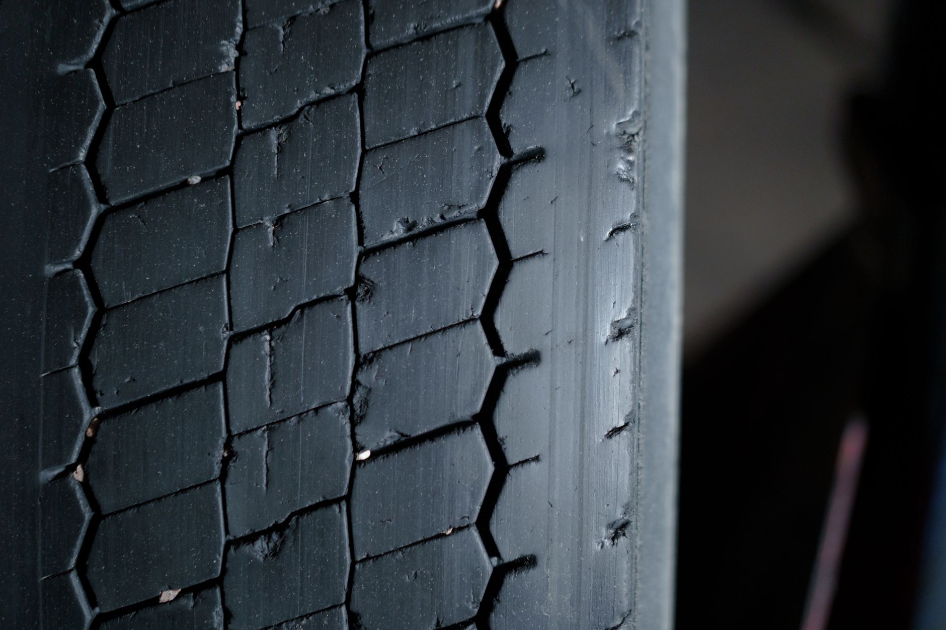 Close view of a car tire tread
