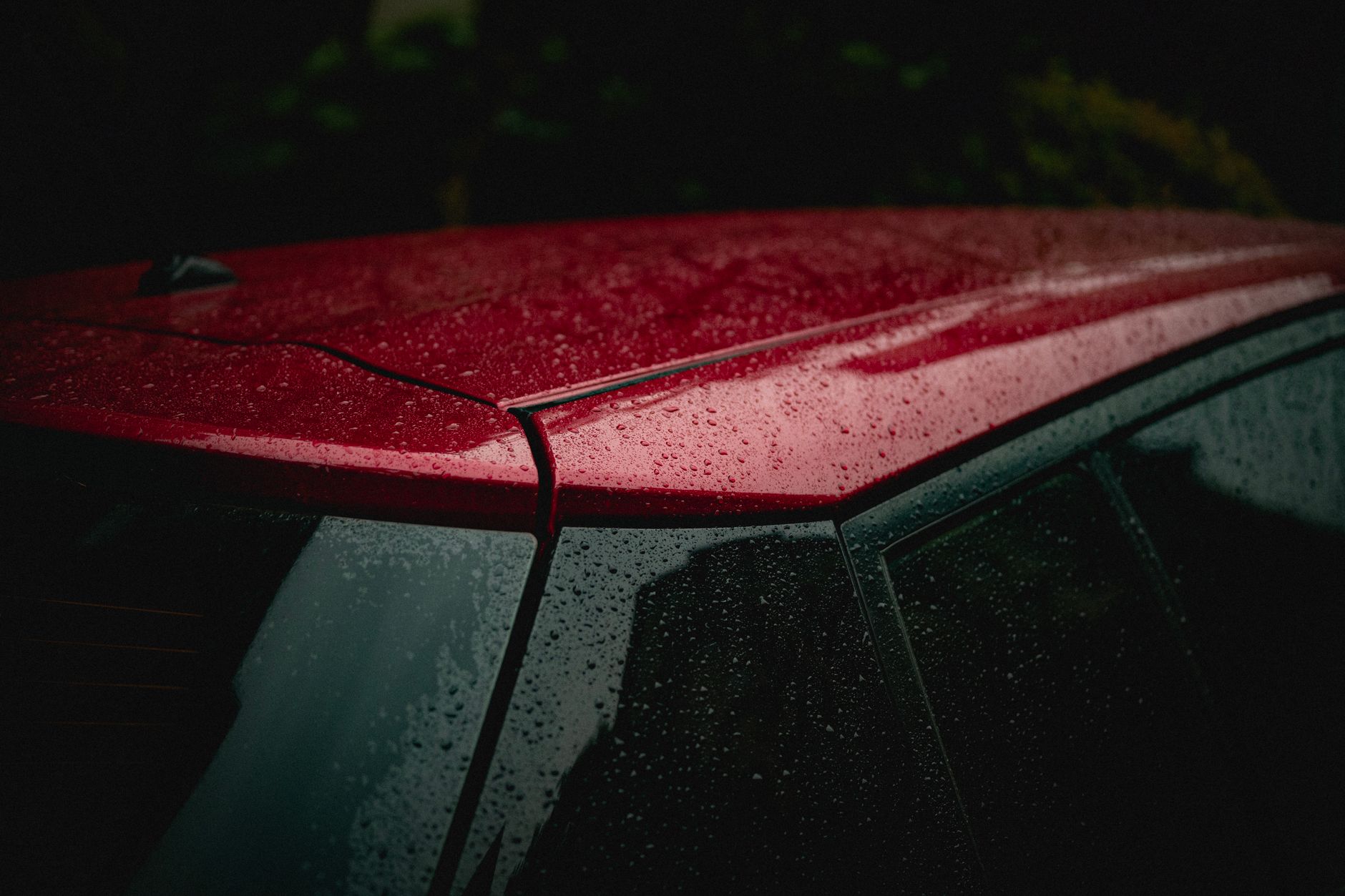 Water beading on a freshly protected car finish