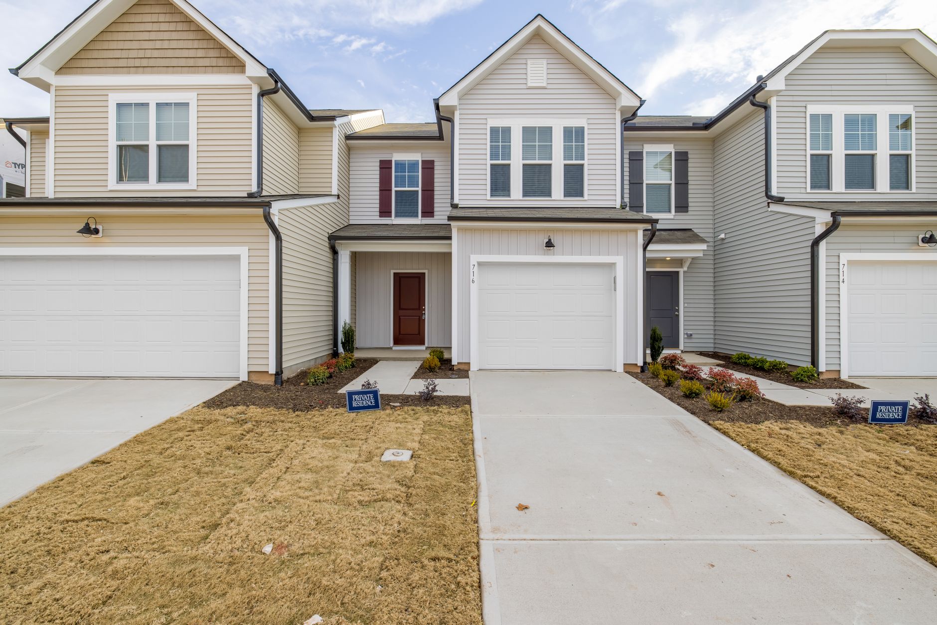 Townhouses with attached garages