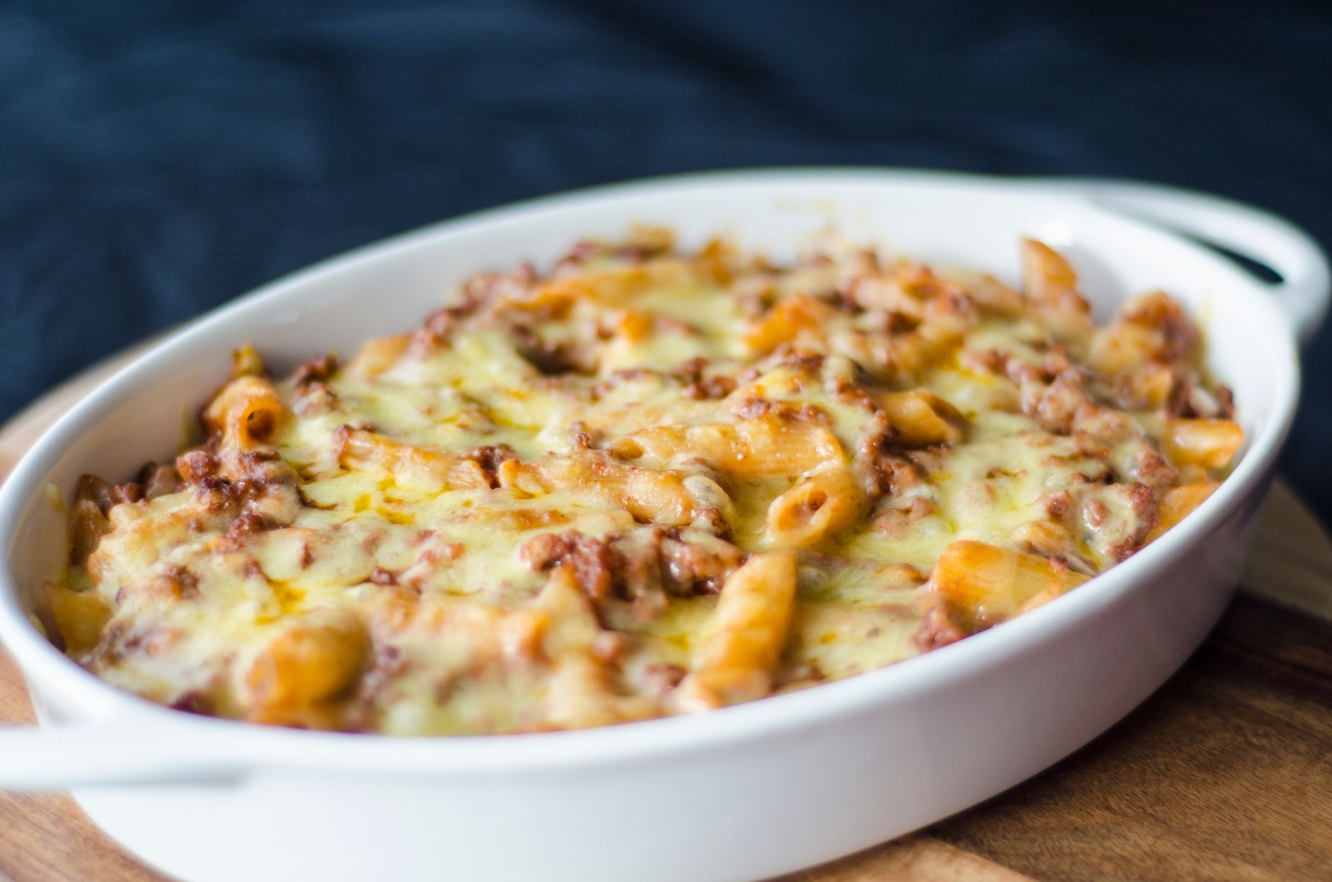 A baked pasta dish served for dinner