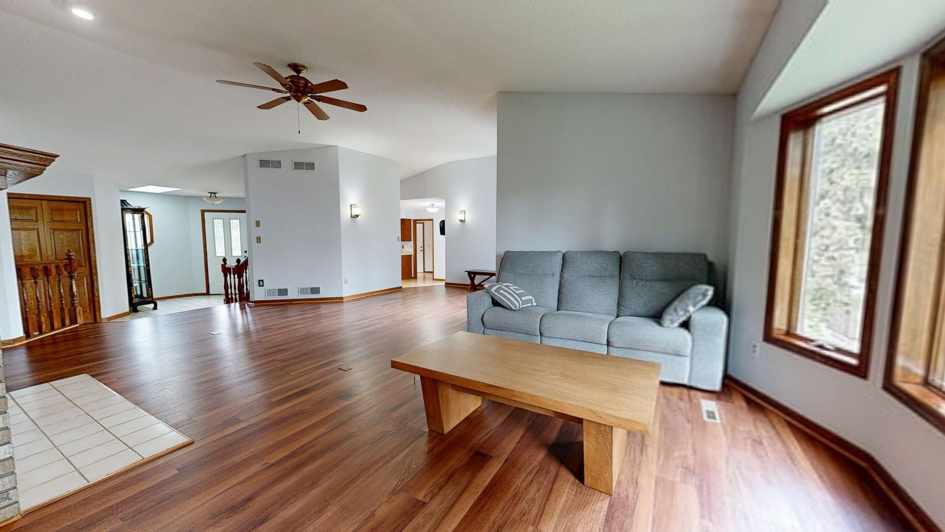 Best central vacuum system: an open living room with wood floors