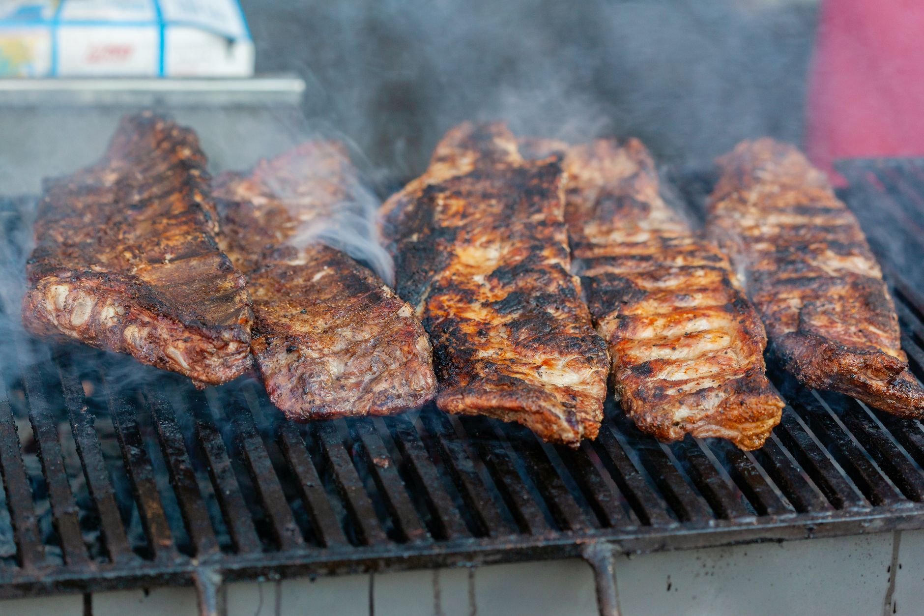 Ribs cooking on a barbecue