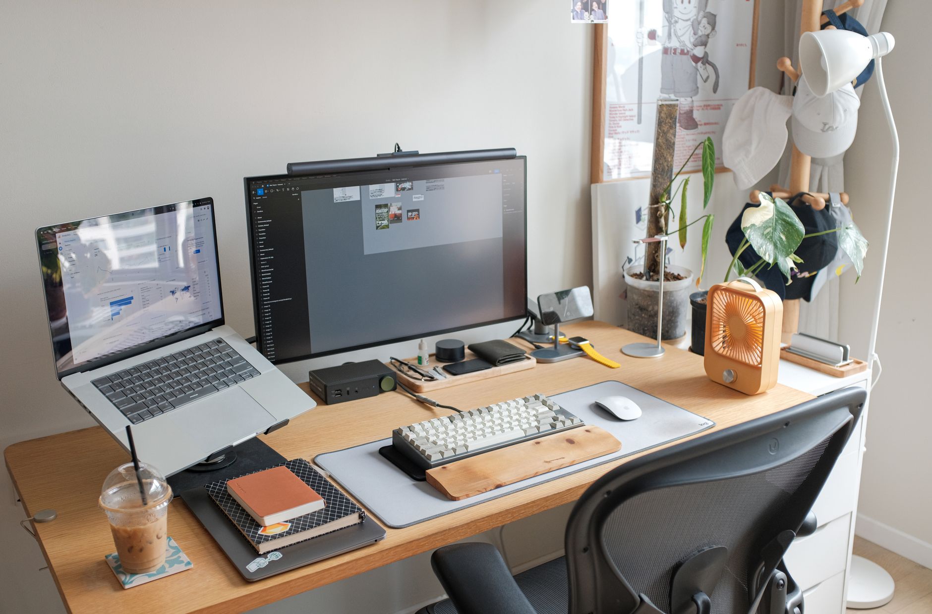 A home office desk and chair