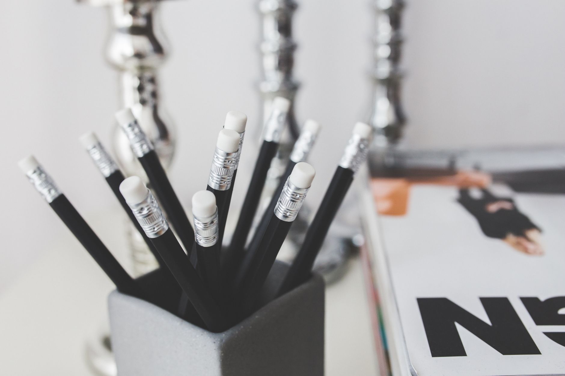 A small organizer on a desk