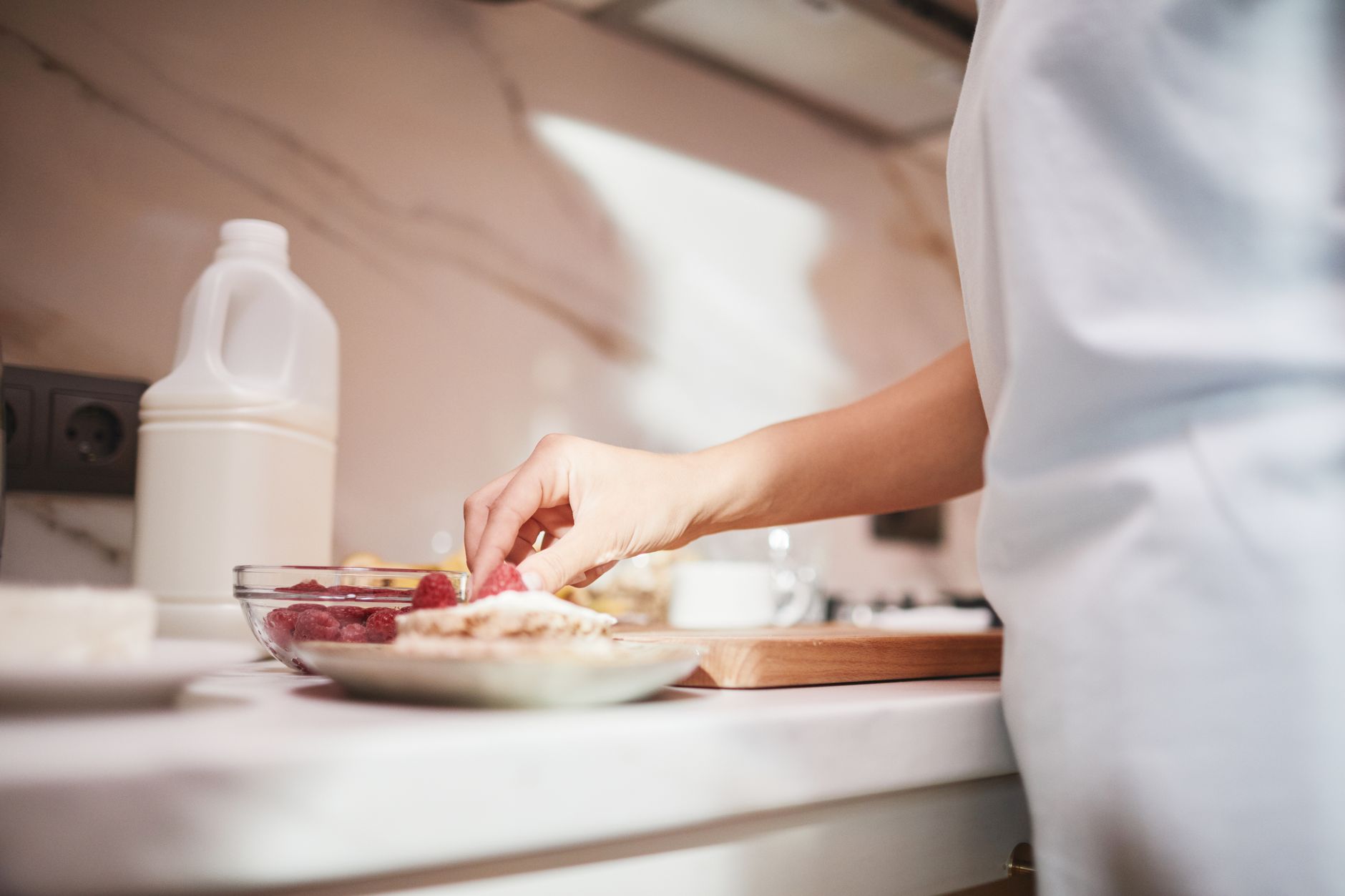 Ingredients being prepared on a kitchen counter