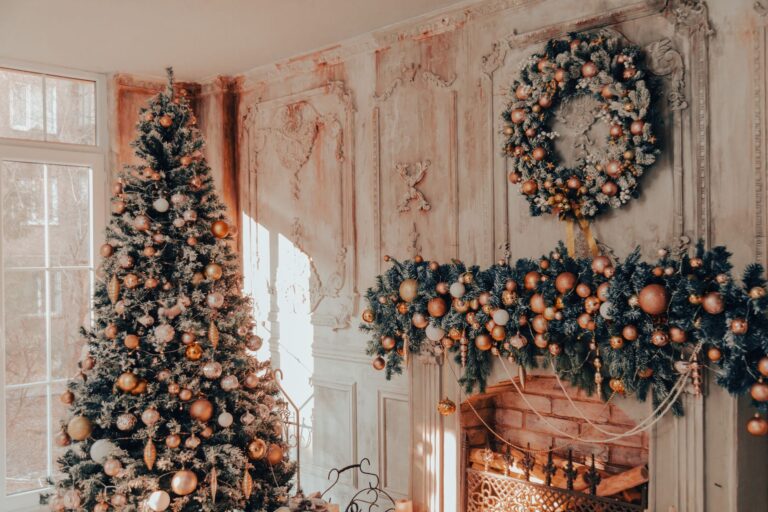 Best christmas tree stand: a decorated Christmas tree in a living room