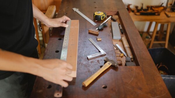 Best clamps: a woodworking bench in a home workshop