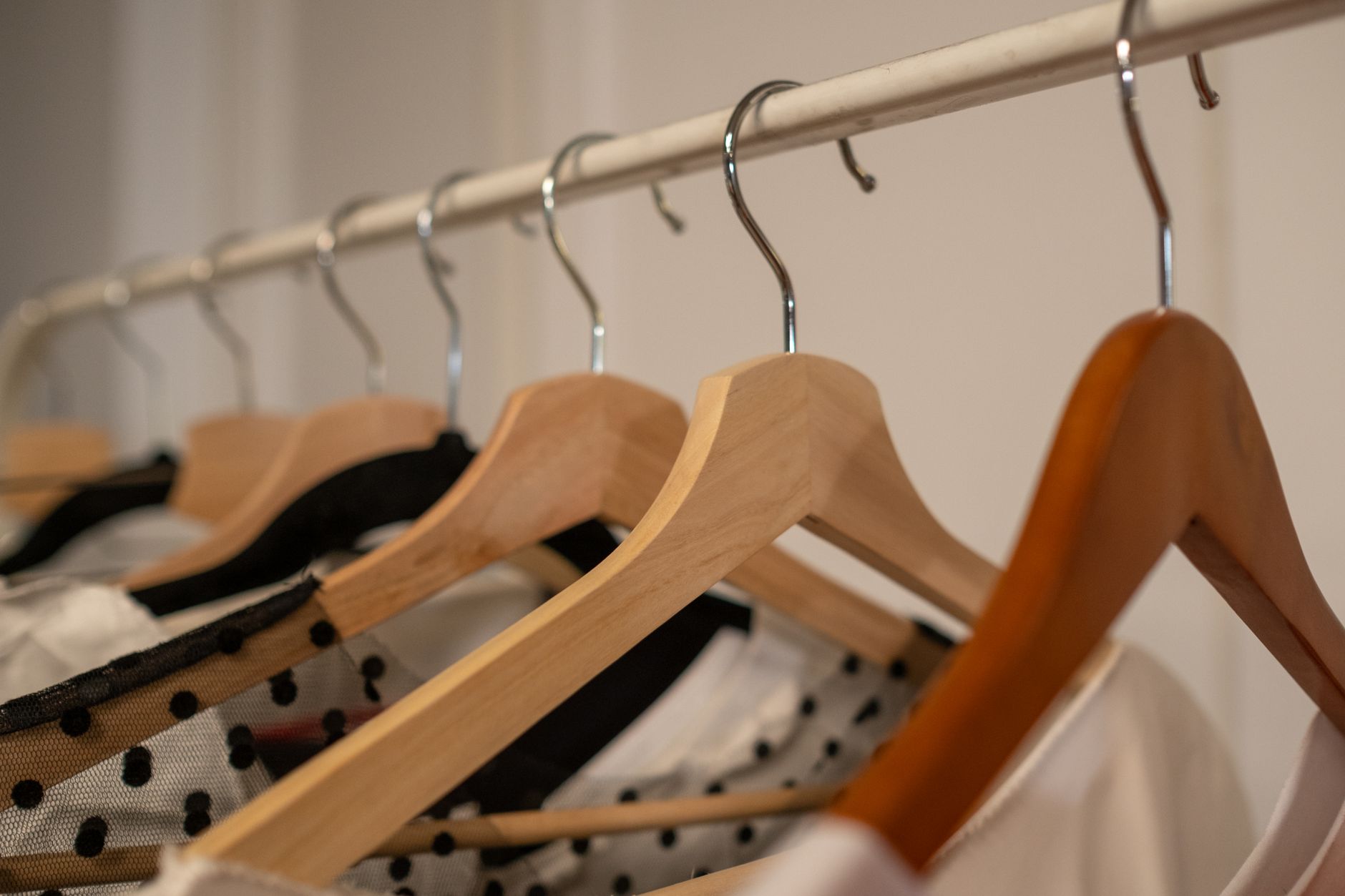 Shirts hanging on a clothes rail