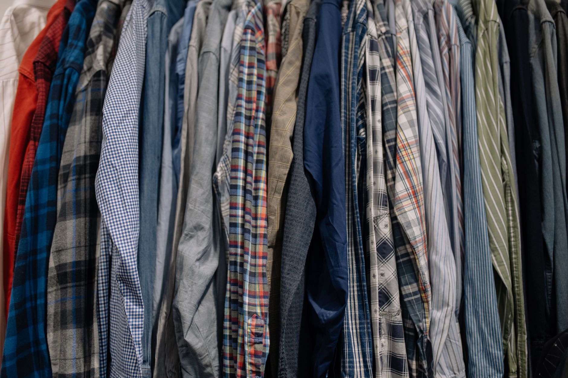 Shirts hanging on a rack