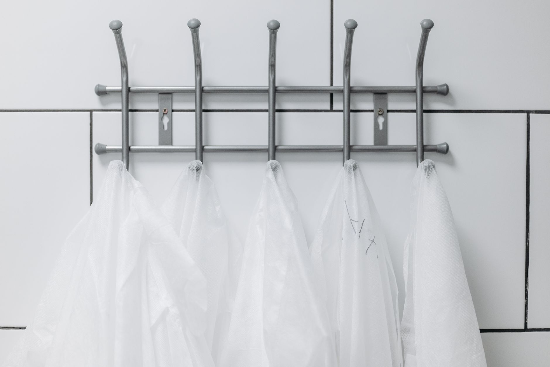 Coats hanging on hooks