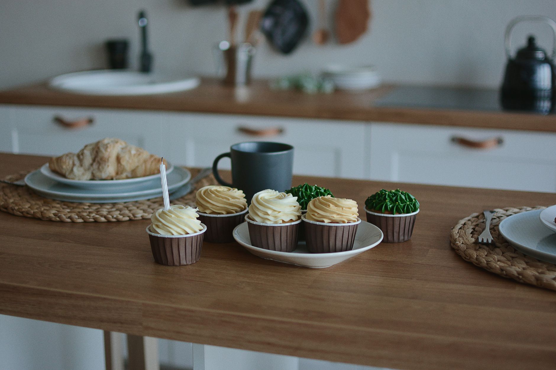 Cupcakes on a kitchen table