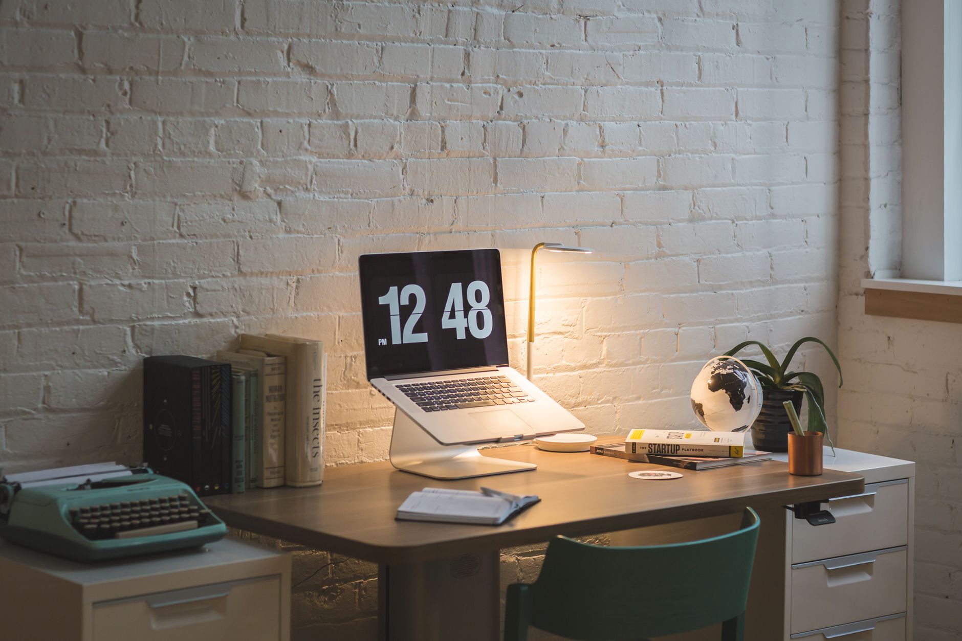 A home office desk setup