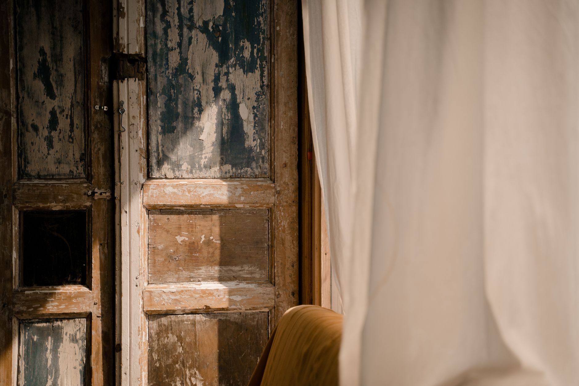 A wooden interior door in a home