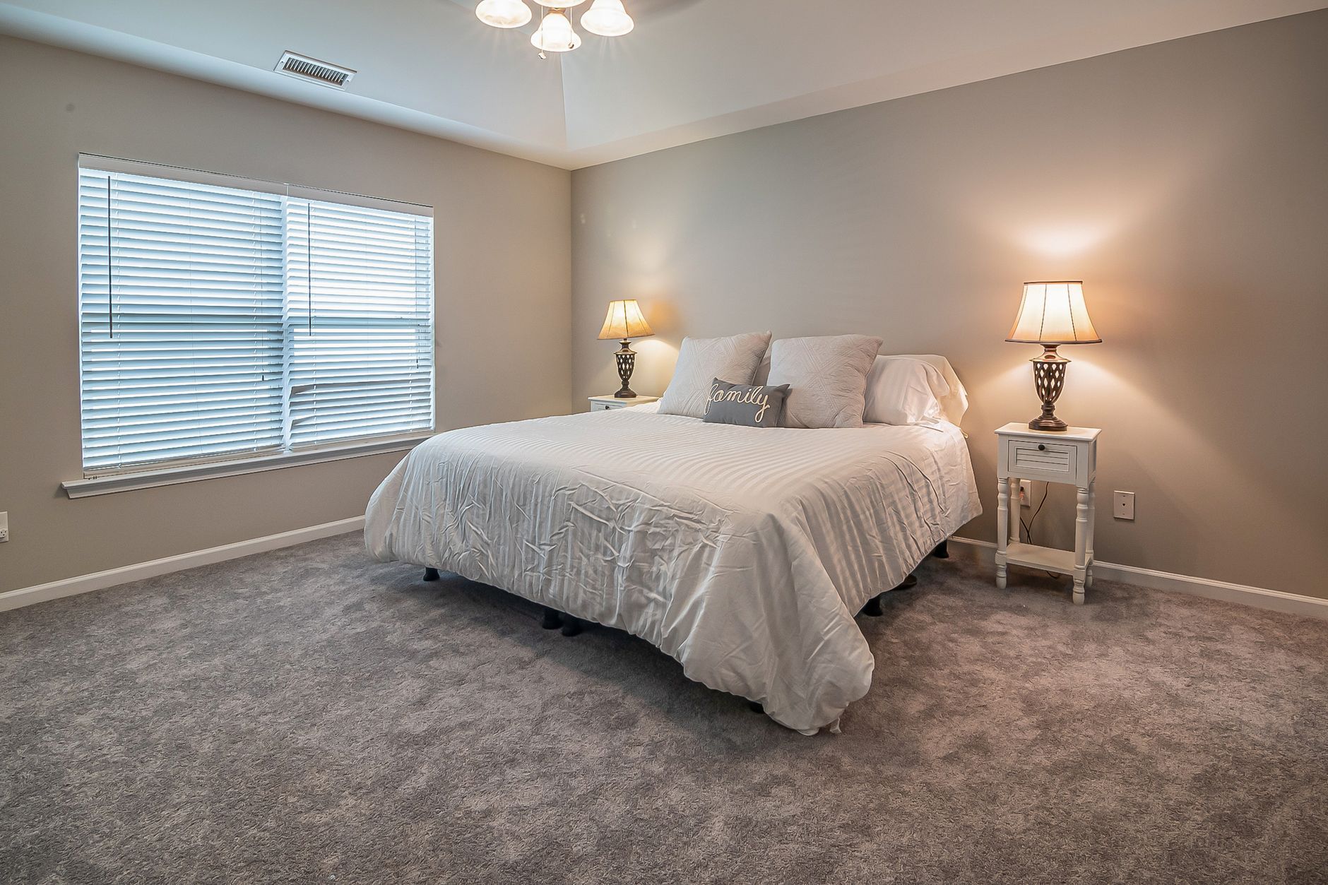 Carpeted floor in a bedroom